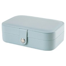 PU皮革雙層首飾收納盒/旅行便攜珠寶盒 16 x 11.5 x 5cm, 水藍色, 1個