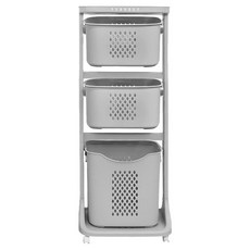 올유리빙 베이직 스윙 빨래바구니 3단, 그레이