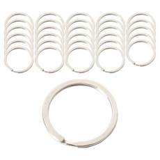 Khohimo 圓形鑰匙圈環配件 25mm 5W0491, 銀色, 30個