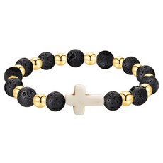 Rositerra 十字架手鍊 8mm, 1個, 火山石 + 金珠