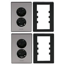 nano ART2 NANO電氣 SIMPLE 裝潢壓克力配線裝置 雙孔插座 2p + 輔助板 2p 套組 珍珠灰, 1套