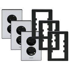 ART2 NANO SIMPLE 室內設計壓克力配線器具 2孔插座 3p + 輔助座 3p 套組 黑色, 1套