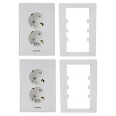 Art2 Nano Electric SIMPLE 室內裝潢壓克力配線裝置 2孔插座 2p + 輔助座 2p 套組 白色, 1套
