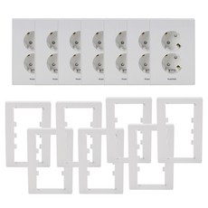 ART2 NANO電工 SIMPLE 室內裝潢壓克力配線裝置 雙孔插座 7入 + 輔助座 7入組合 白色, 1套