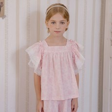 Ellalouise 女童 Avec Toi 蕾絲荷葉邊袖上衣