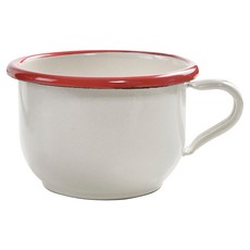 ibili 復古琺瑯馬克杯 150ml, 白色底紅色邊, 1個