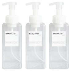 뉴앤룩 대용량 핸드워시 거품용기 650ml, 3개, 투명