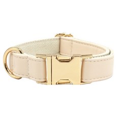 테이아 강아지 버디넥 가죽 목밴드, 크림, 1개