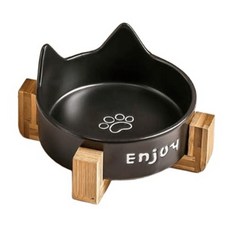 寵物星樂園 寵物貓耳陶瓷碗架, 黑色貓爪單碗, 1個