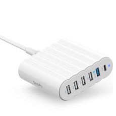 SooPii 6孔 Type-C 高速多功能充電器 CS63, 白色