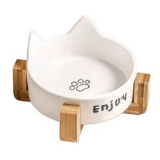 寵物星樂園 寵物貓耳陶瓷碗架, 白色貓爪單碗, 1個