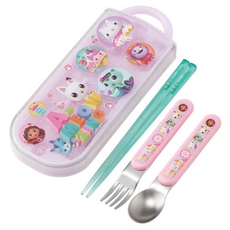 Skater AG抗菌3合1餐具 4件組, 筷子 + 叉子 + 湯匙 + 筷盒, 蓋比的娃娃屋, 1組