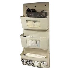 小麥購物 布藝收納掛袋 3層 L2355, 米色