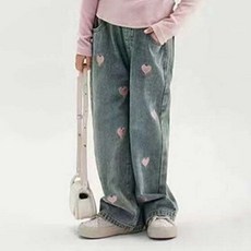 Uvely 女童Haden愛心刺繡日常寬褲