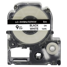 엡손 호환 라벨테이프 9mm 4p, 흰색바탕 + 검정글자, 8m
