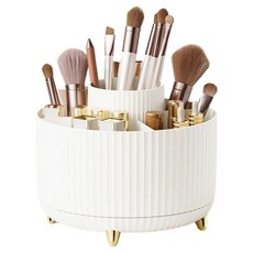 굿썸 깔끔한 연필꽂이 15 x 15 x 12.5 cm, 화이트 360도 회전, 1개