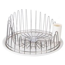 SHIMOYAMA 304不鏽鋼圓形杯架/碗盤瀝水架 附筷筒, 1層, 1個, 仿瓷托盤組