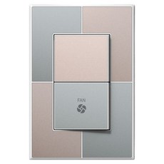 TILINS Gallery 綠米色 1路 2聯開關 風扇 白色框架, 1個