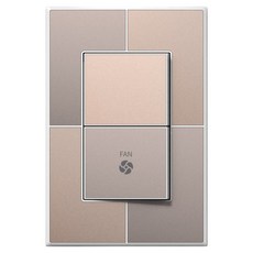TILINS 藝廊 米金色 單切開關 2孔 風扇 白色框架, 1個