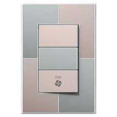 TILINS Gallery 綠米色 3孔1路風扇開關 白色外框, 1個