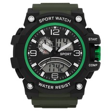루네타 아웃도어 밀리터리 스포츠시계, 다크그린, 1개