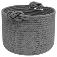 Natural棉繩迷你收納籃, 1個, 灰色