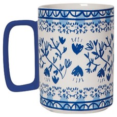 danica STUDIO 石陶馬克杯 400ml, 瓷青花園 藍色 + 白色, 1個