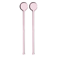 홈카페 라운드 머들러 롱스푼, 핑크, 2개