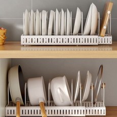 美好生活 可伸縮平底鍋整理架, 1層, 2個, 單一顏色