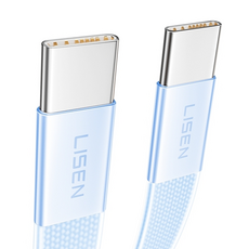 LISEN 李森 Type-C-Type-C 60W超薄果凍快充線 L601, 1m, 藍色, 1個