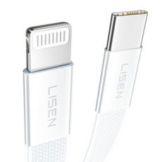 LISEN 李森 Air Cable系列 Type-C-Lightning超薄快充線 27W L606, 1個, 1m, 白色