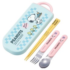 Skater AG抗菌3合1餐具組, 筷子 + 叉子 + 湯匙 + 外盒, 史努比, 1套