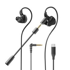 DTAudio Wired 耳掛式 耳機 電競 Type-C 3.5mm IPX4 線控 黑色 GC‐08