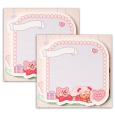 跑跑薑餅人 自黏式便條紙, 2個, 粉紅色, 30張