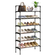 Likes 簡易組裝 多用途 空間利用 鞋櫃整理架 80cm 6層, 黑色, 1個