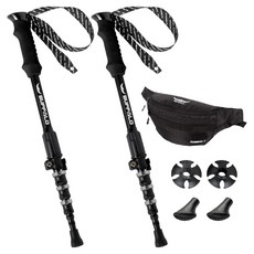 韓國 BUFFALO Summit X P&P 5段式登山杖 2入組, 1套, 黑色