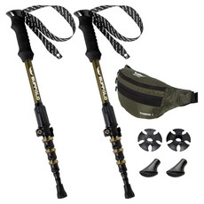 韓國 BUFFALO Summit X P&P 5段式登山杖 2入組, 1套, 卡其色