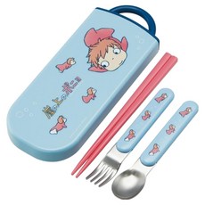Skater AG抗菌三合一餐具組, 筷子 + 叉子 + 湯匙 + 筷盒, 宮崎駿 波妞款, 1套