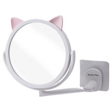 마켓플랜 다용도 무타공 각도조절 냥페이스 미니 거울, 화이트