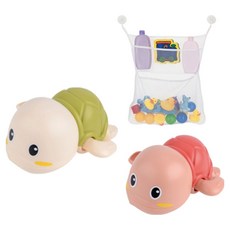 LET'S TOY 幼兒用烏龜三劍客 + 浴室收納網組合, 綠色, 紅色(烏龜), 白色(浴室收納網), 1套