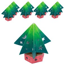 민화샵 크리스마스 종이 트리 무드등 만들기 + 티라이트 세트 XDPPP0913, 혼합색상, 10세트