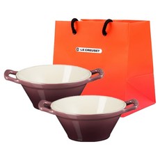 LE CREUSET 卡蘇萊深碗2入 + M號購物袋套組, 1套, 無花果色