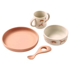 LIEWOOD Bibi 餐具組, 1套, 粉紅色, 碗 + 盤子 + 湯匙 + 杯子