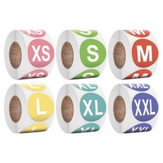 코히모 바이트 의류 라별 사이즈 스티커 500p 6종 세트 5W0504, 1세트