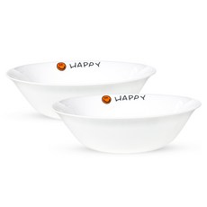 바칠레 강화유리 넓은 면기 23cm, 해피 위캔드, 2개