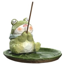 上手家居 乖萌動物線香座/線香盤/香座/香插/臥香座, 小蛙 綠色