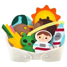 momsboard 太空毛氈磁鐵 + 小小毛氈白色收納籃組合, 1套, 8件