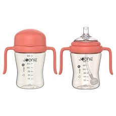 주니 유아용 자기주도컵 210ml + 빨대컵 210ml 세트, 핑크, 1세트