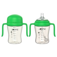 주니 유아용 자기주도컵 210ml + 빨대컵 210ml 세트, 그린, 1세트