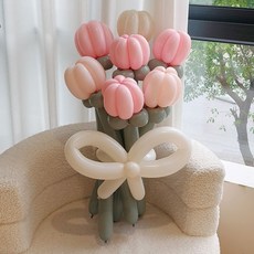 이프 요술풍선 꽃묶음 세트, 18 더스티 로즈 튤립, 1세트